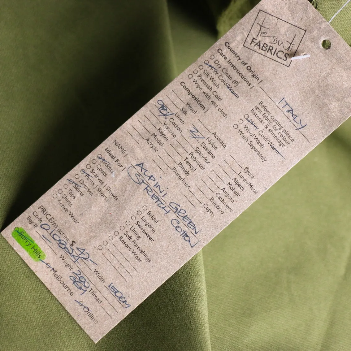 Alpini Green Stretch Cotton