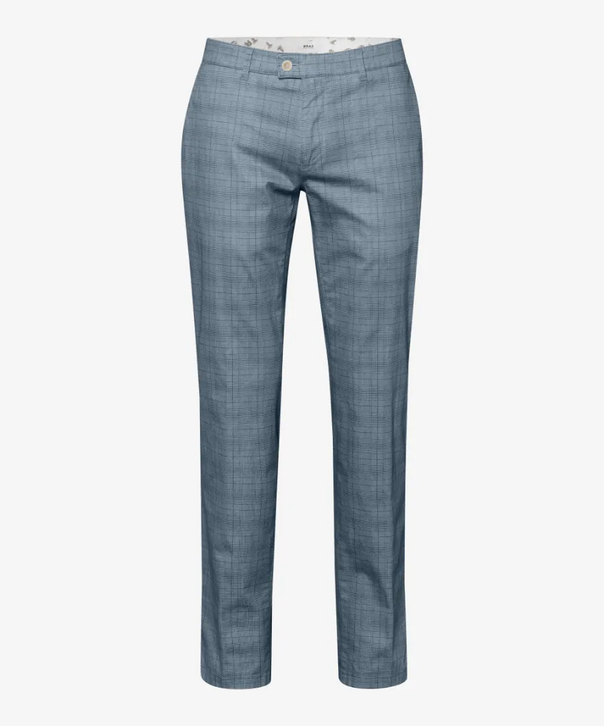 Brax Felix Printed Check Chino - Anchor Blue