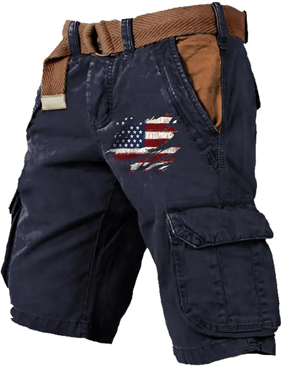 FONMA Cargo Shorts for Men Summer Casual Outdoor Tactical Shorts SolidPatriotic Printed Distressed Washed Military Shorts