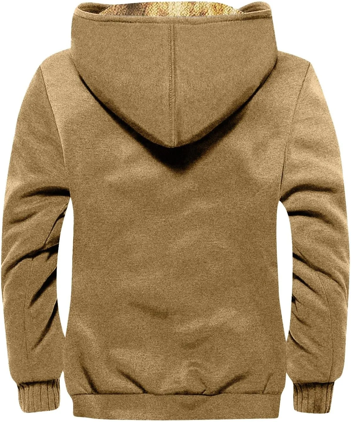 Hoodies for Men Zip Up Sweashirts Flannel Shirt Plaid Zip Up Sherpa Hooded Sweatshirt Warm Winter Coat