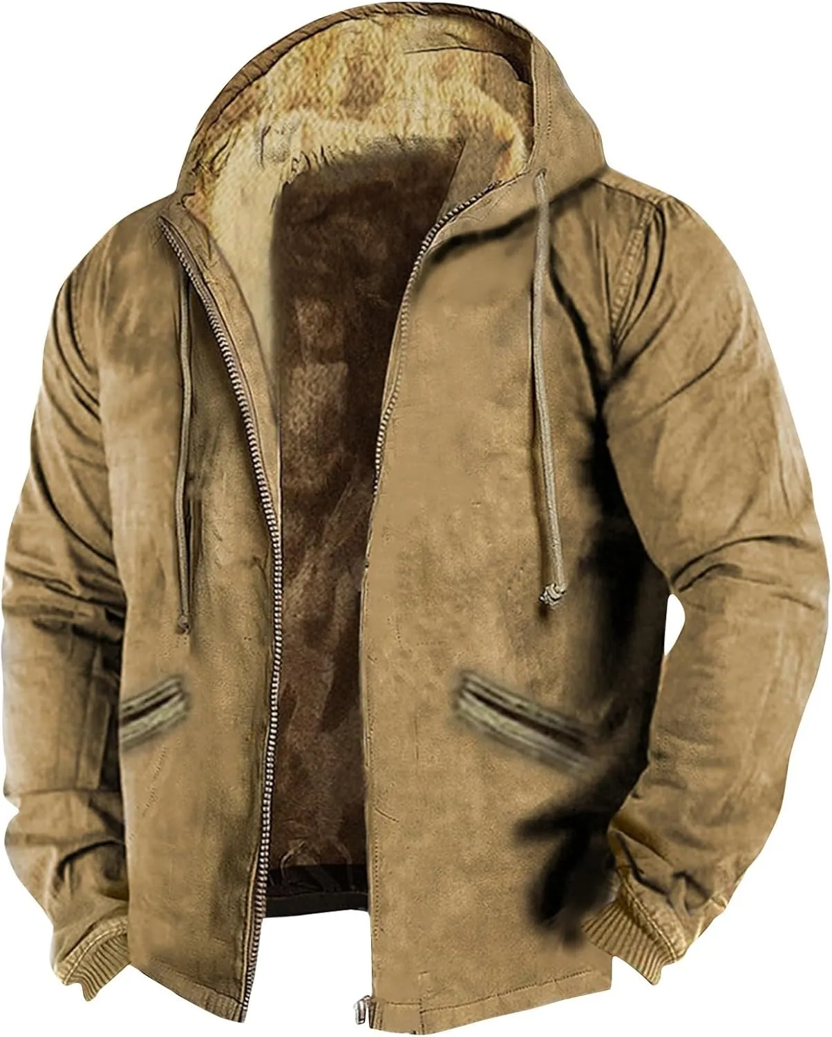 Hoodies for Men Zip Up Sweashirts Flannel Shirt Plaid Zip Up Sherpa Hooded Sweatshirt Warm Winter Coat