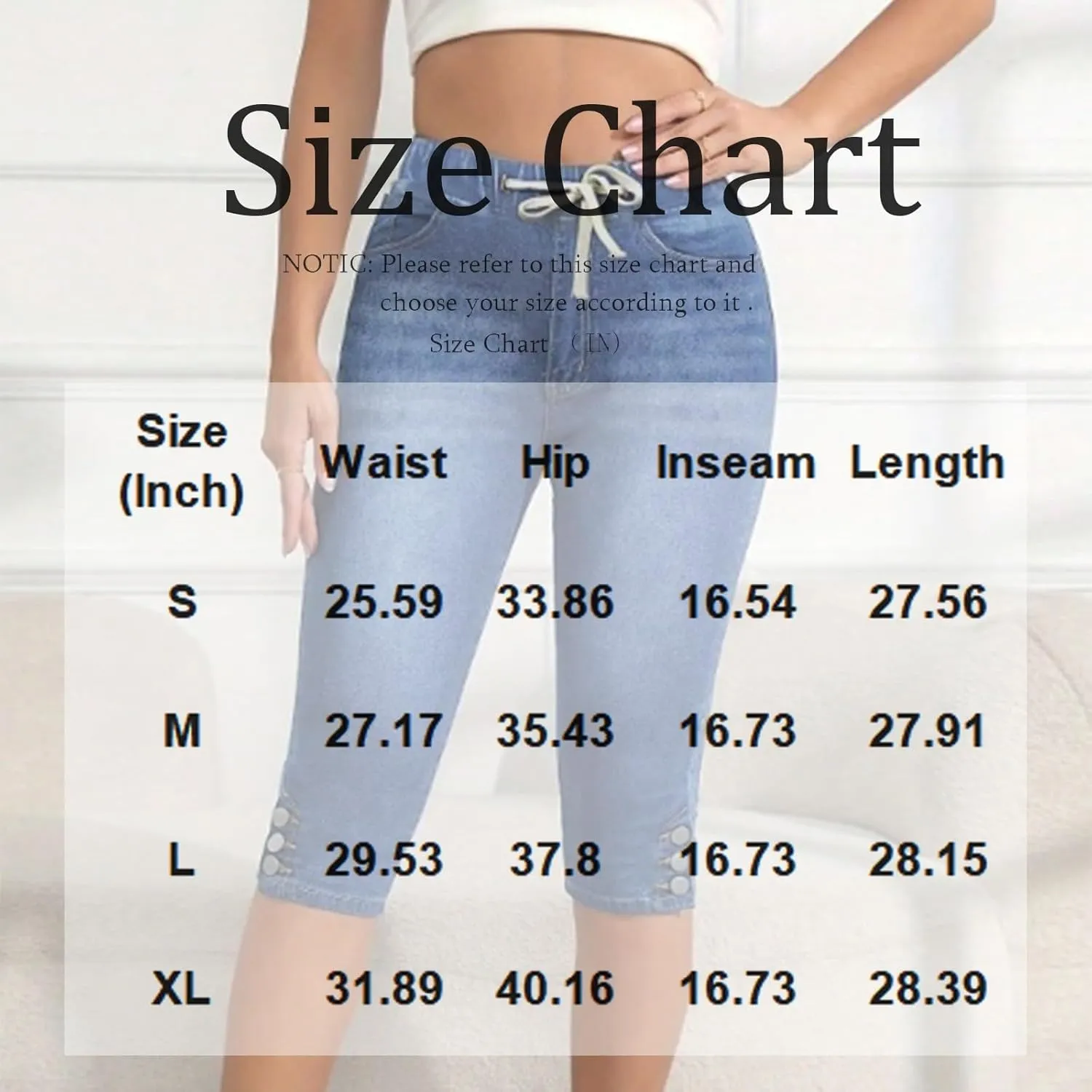 Jean Capris for Women Stretchy Drawstring High Waisted Cargo Jeans Trendy Slim Fit Denim Capri Pants with Pockets