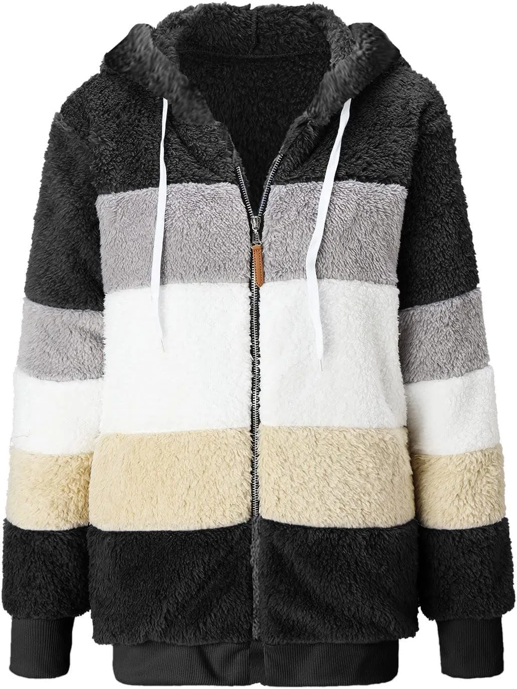 LCMTWX Women's 2023 Fashion Winter Coat Warm Trendy Color Block Winter Drawstring Hoodie Snow Coat Jacket Womens Winter
