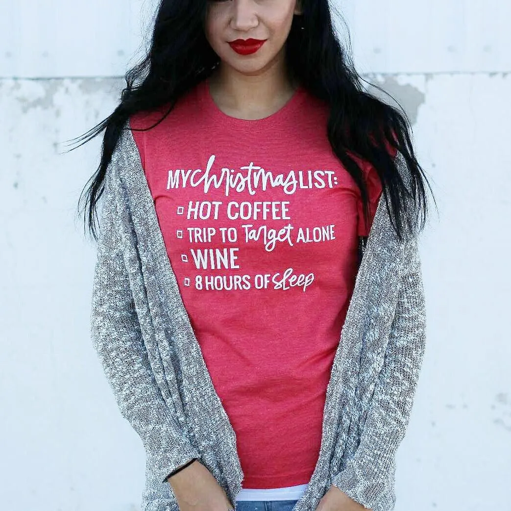 Mama's Christmas List | Heather Red Adult Tee