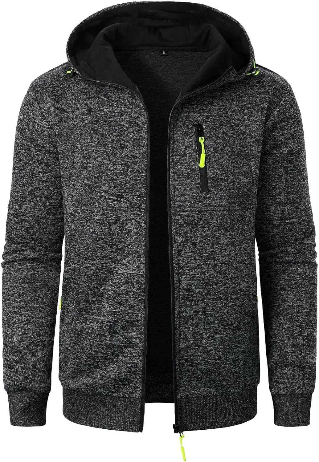 Men's Zip Up Hoodie Thermal Winter Sweatshirt Big and Tall Warm Sweater