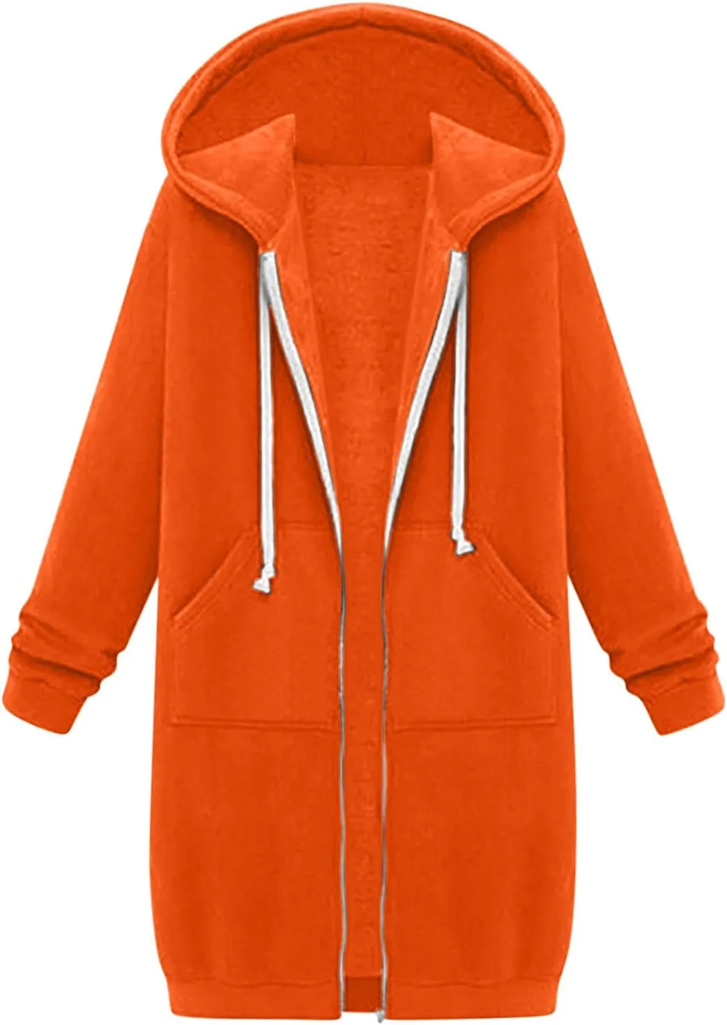Oversized Hoodies for Women Zip Up Knee Length Tunic Sweatshirts Casual Long Sleeve Spring Hooded Jackets with Pocket