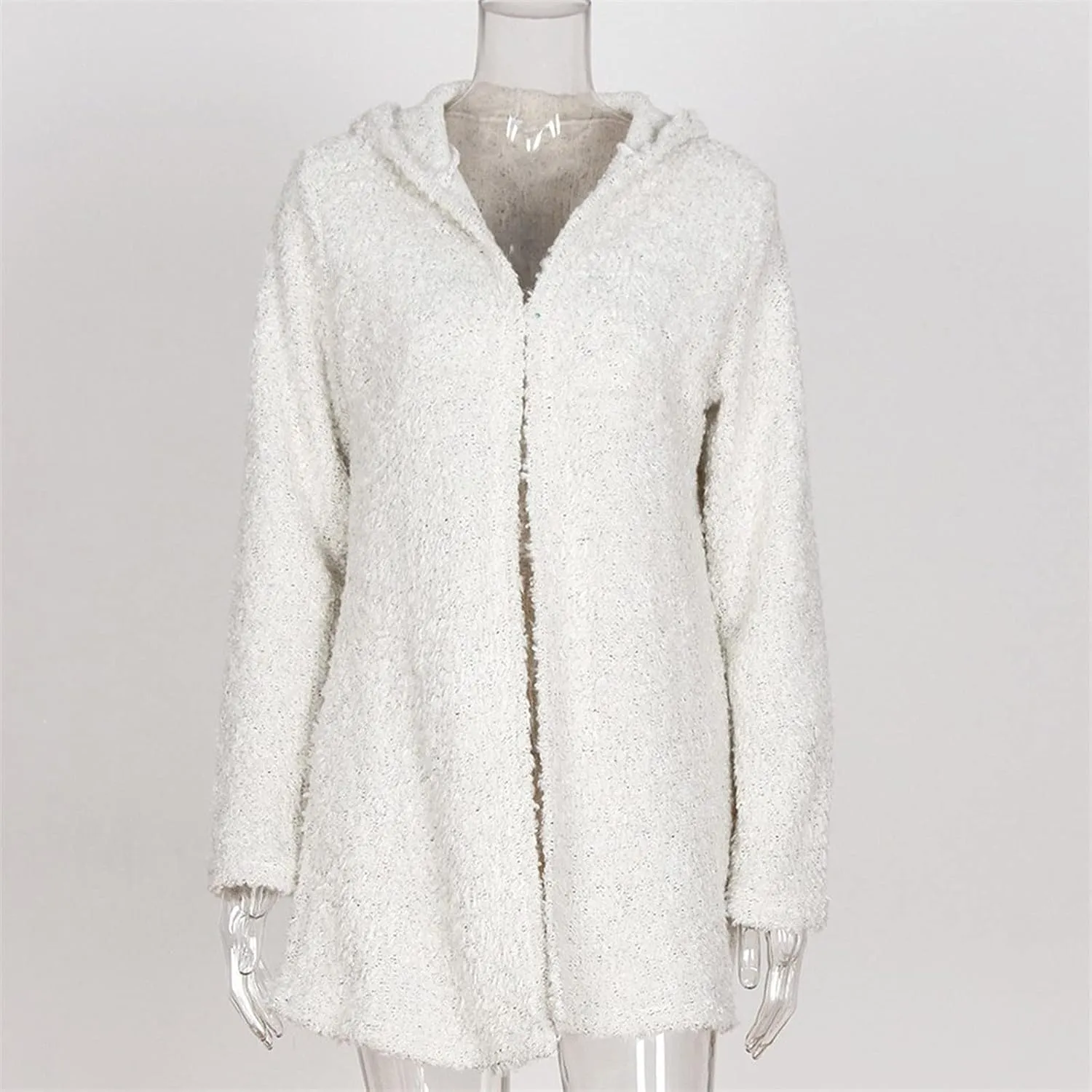 QWENTMTNTY Womens Winter Fuzzy Fleece Jacket Oversized Casual Trendy Hooded Cardigan Coat Winter Thermal Sherpa Outerwear
