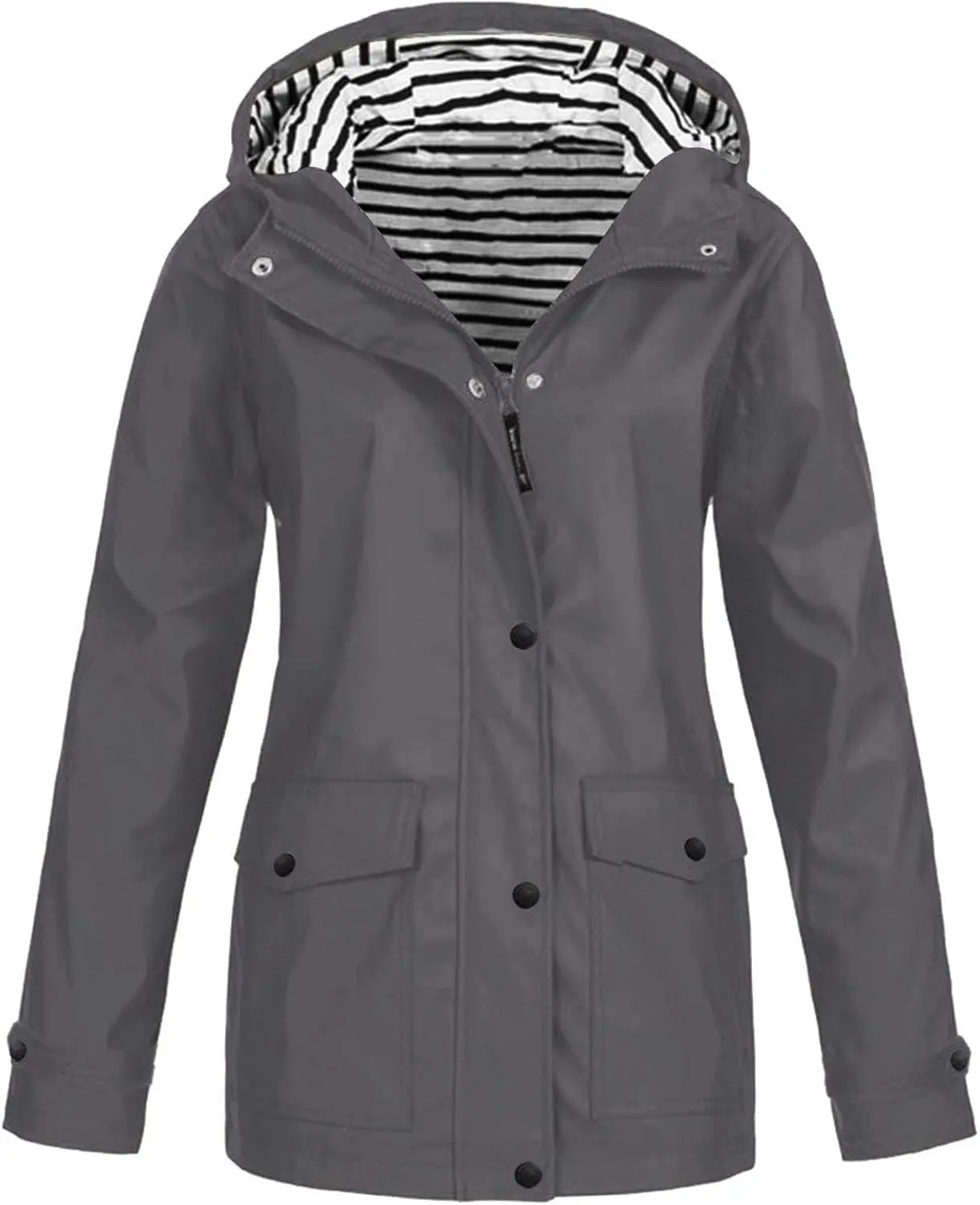 Rain Jacket for Women Waterproof Lightweight Coat Long Hooded Raincoat Travel Light Outdoor Windbreaker Trench Coats