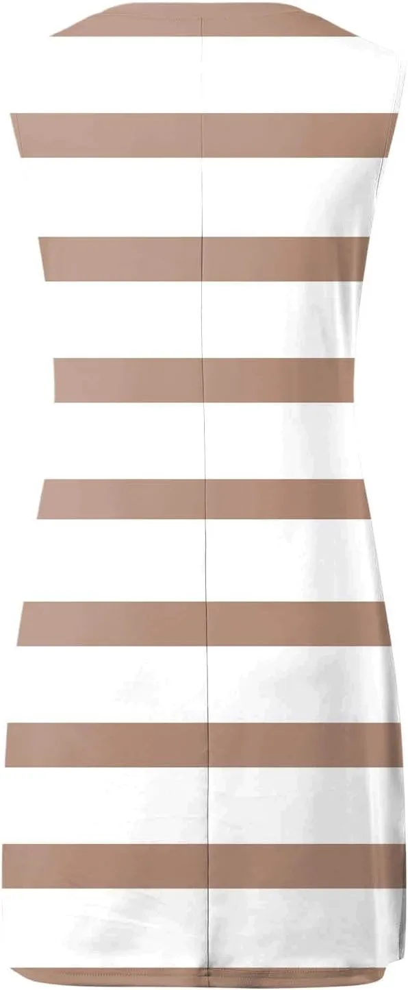 Short Summer Dresses for Women Fashion Striped Sleeveless V Neck Tshirt Mini Dress Bohemian Wedding Teacher Outfits