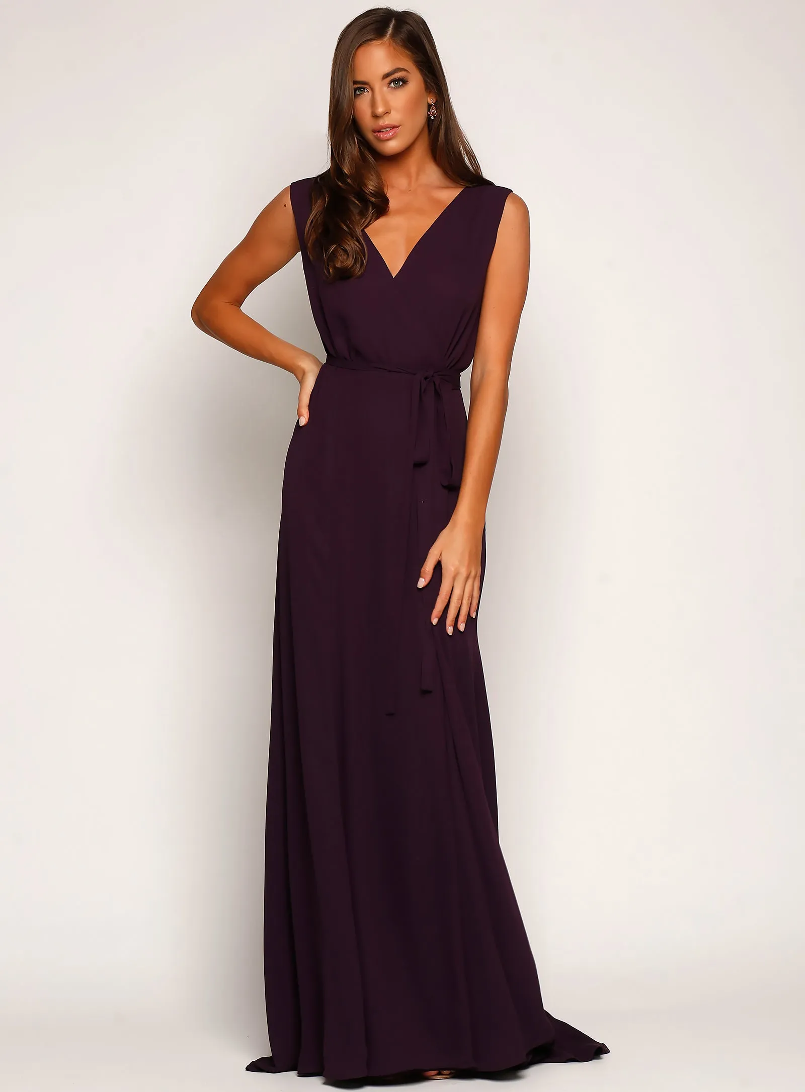 Sleeveless Wrap Gown - Deep Purple - Size 6