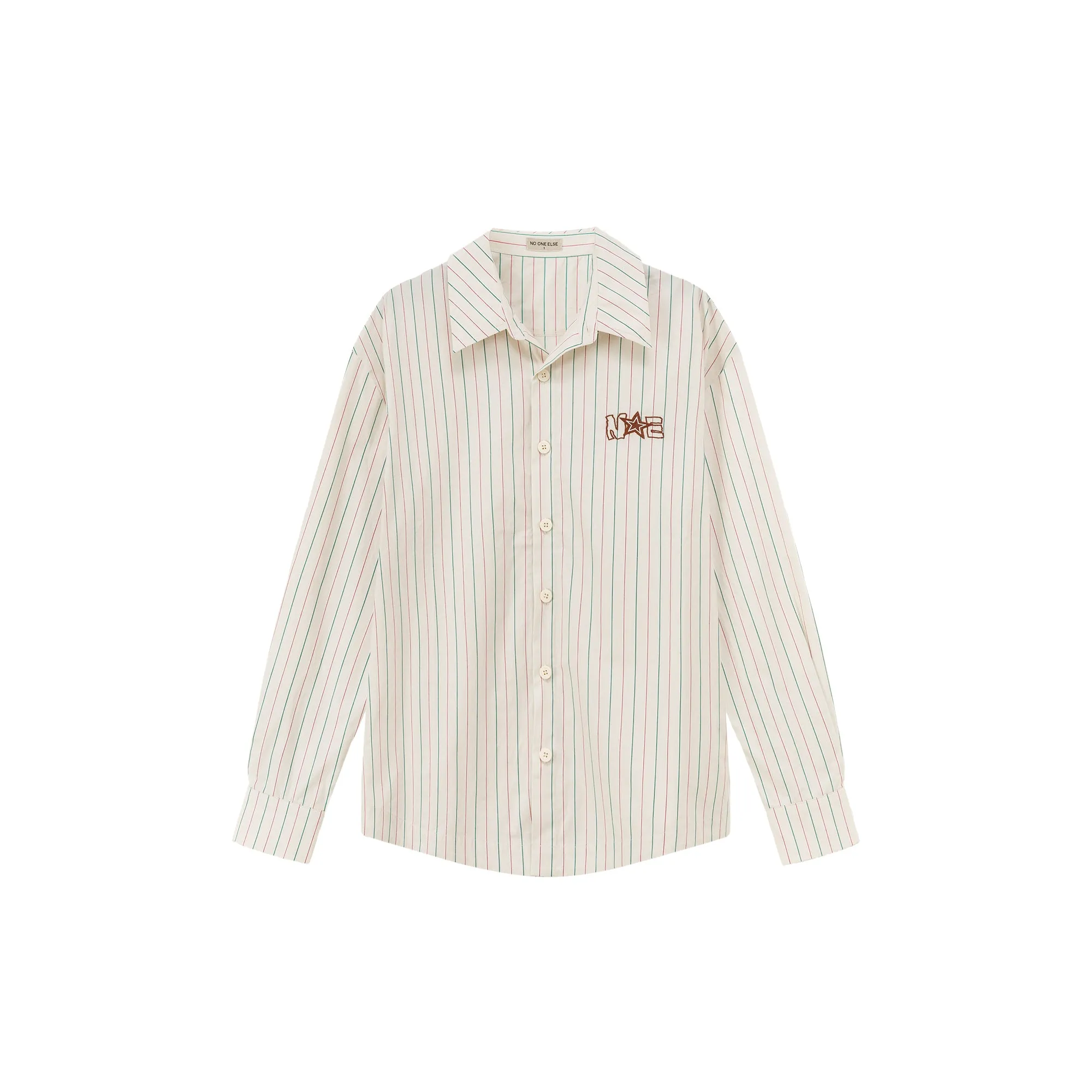 Star Logo Vertical Stripe Loose Fit Shirt