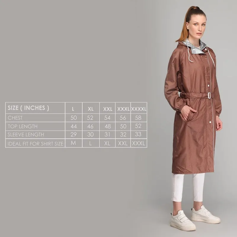 THE CLOWNFISH Juliet Series Raincoats for Women Rain Coat for Women Raincoat for Ladies Waterproof Reversible Double Layer Longcoat with Printed Plastic Pouch (Blue, XXXL)