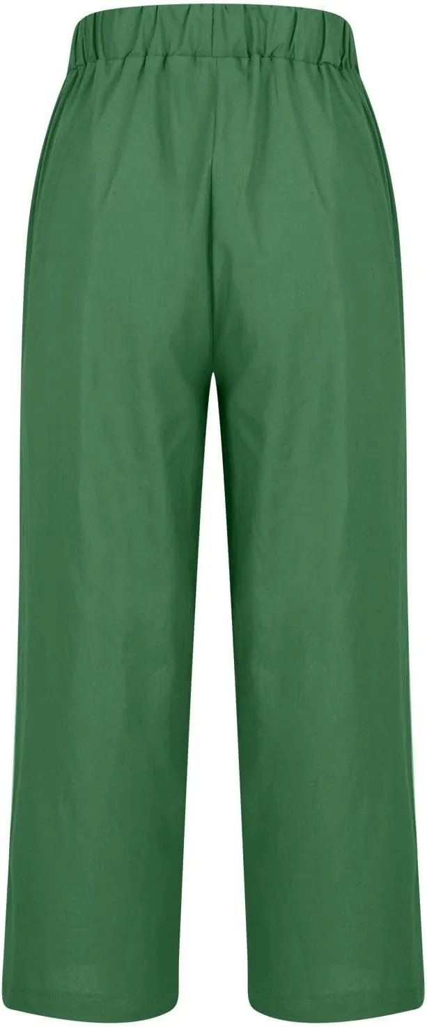 Womens Fashion Trousers Wide Leg Lightweight Straight Loose Chinos Casual Lounge Pants Working Business Outdoor