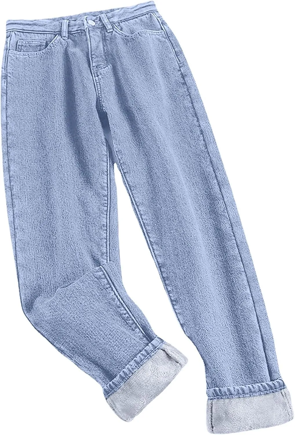 Women's Jeans High Waisted Warm Winter Stretchy Fleece Lined Thicken Lounge Boot Cut Slim Fit Trousers with Pockets