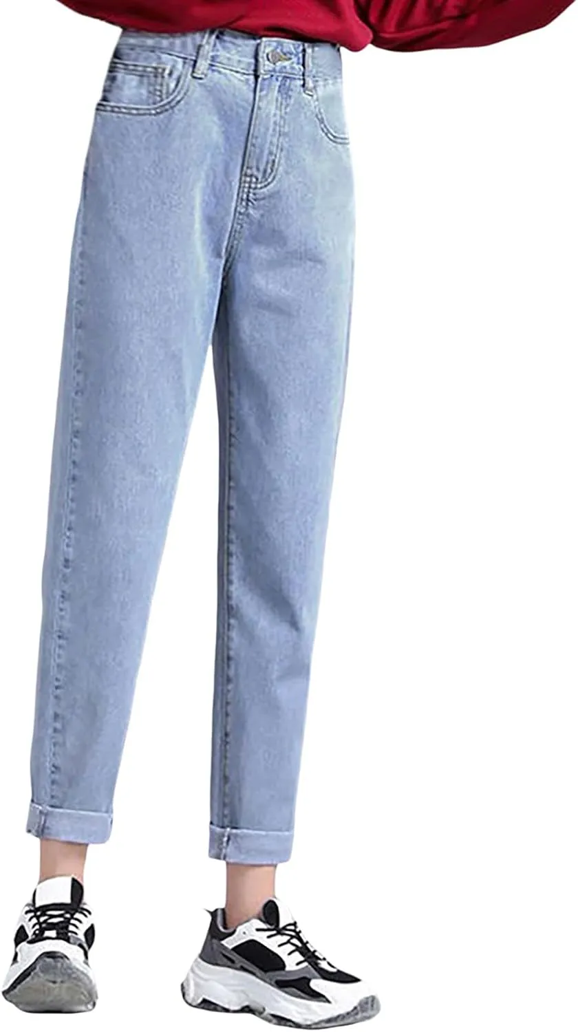 Women's Jeans High Waisted Warm Winter Stretchy Fleece Lined Thicken Lounge Boot Cut Slim Fit Trousers with Pockets