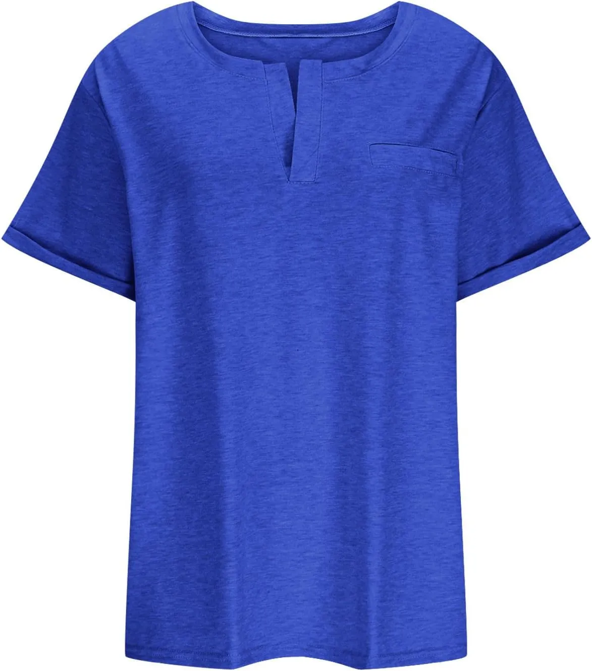 Women's Plus Size Tops Loose V-Neck Short Sleeve Blouse Solid Casual Loose Summer Shirt T-Shirts Basic Tunics