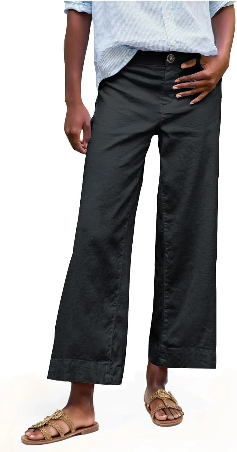 Women's Trendy Casual Pants Elastic Waist with Pockets Lounge Trousers Drawstring Straight Chinos Outdoor Athletic