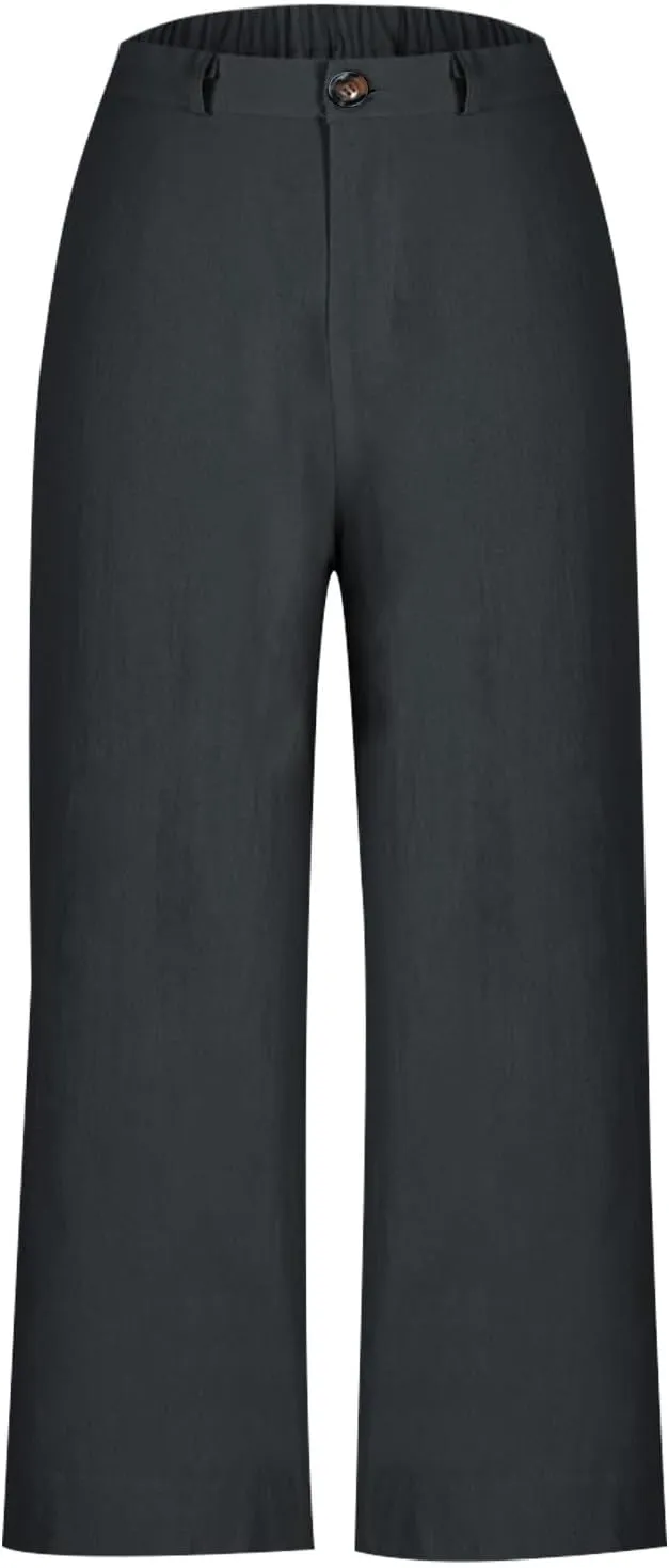 Women's Trendy Casual Pants Elastic Waist with Pockets Lounge Trousers Drawstring Straight Chinos Outdoor Athletic