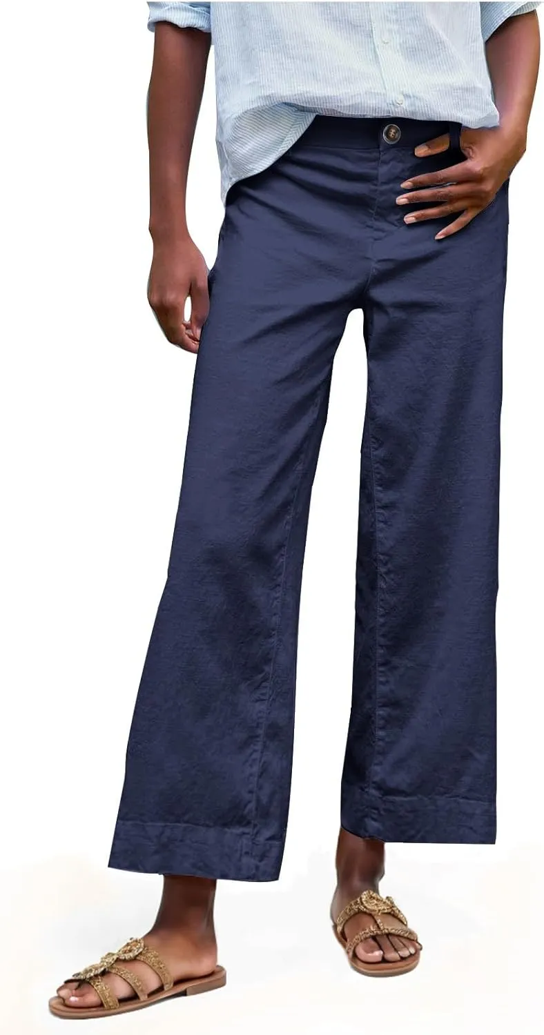 Women's Trendy Casual Pants Elastic Waist with Pockets Lounge Trousers Drawstring Straight Chinos Outdoor Athletic