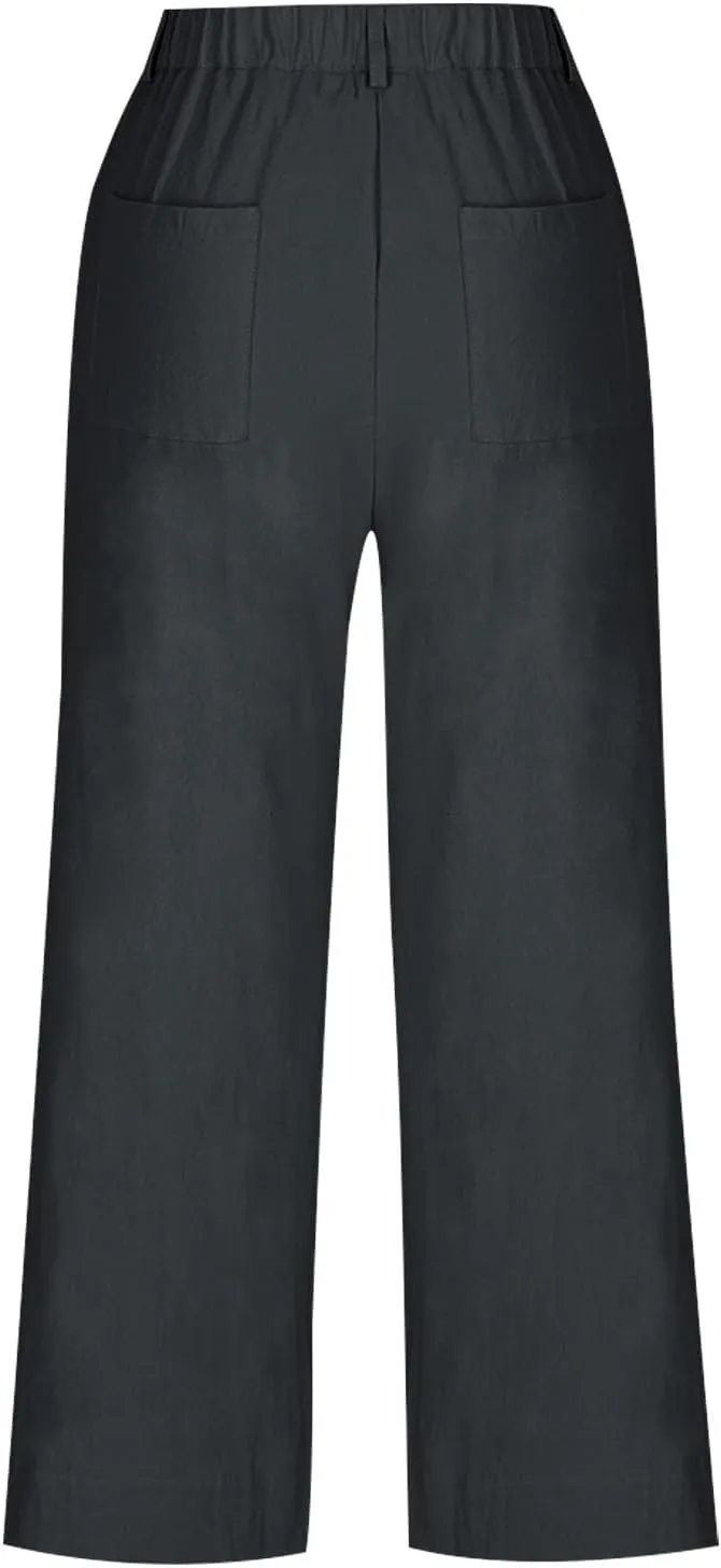 Women's Trendy Casual Pants Elastic Waist with Pockets Lounge Trousers Drawstring Straight Chinos Outdoor Athletic