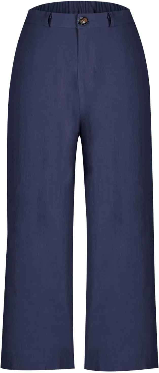 Women's Trendy Casual Pants Elastic Waist with Pockets Lounge Trousers Drawstring Straight Chinos Outdoor Athletic