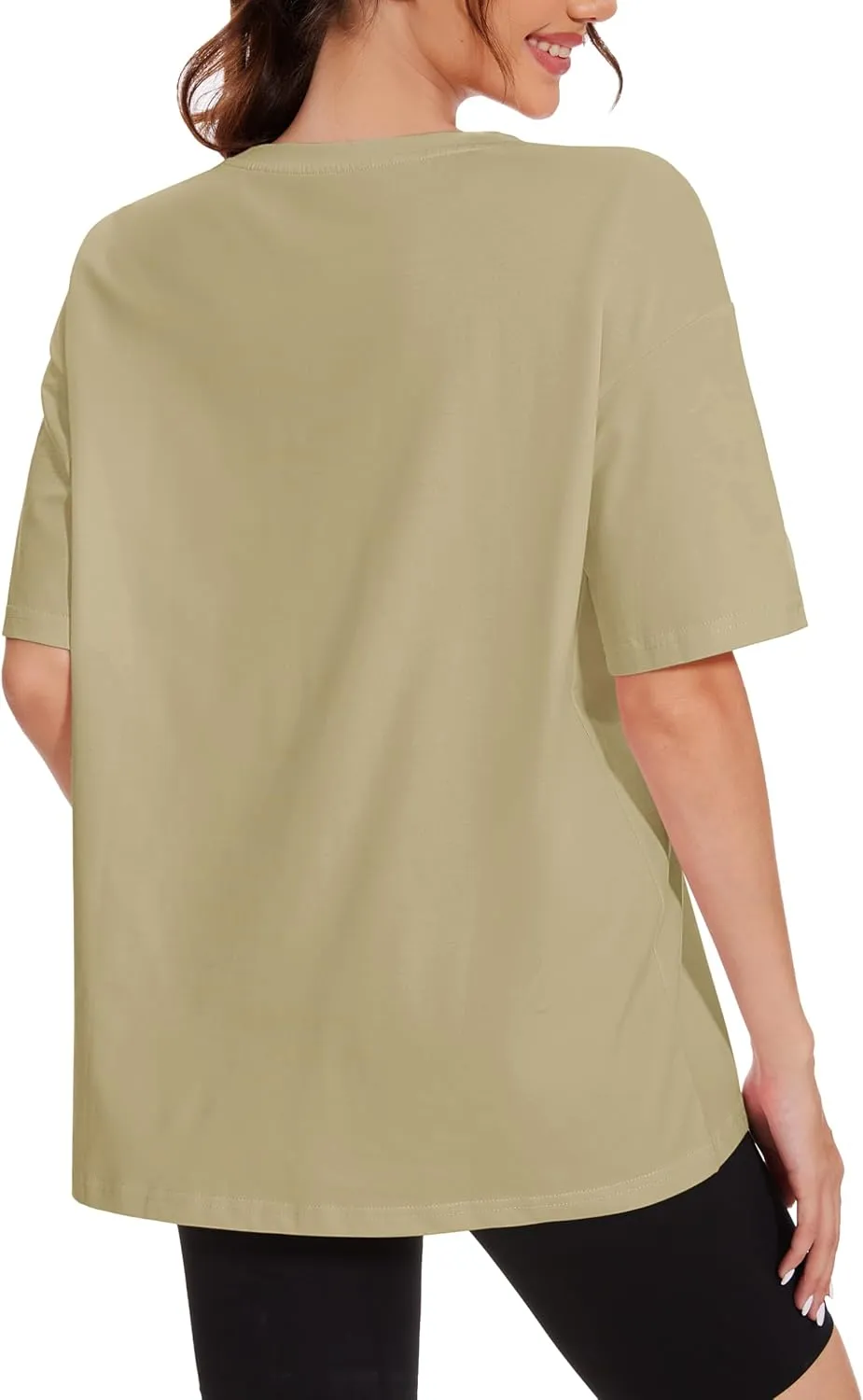 YUCOLEN Women's Oversized T Shirts Full Cotton Short Sleeve Crewneck Summer Tops Casual Loose Fit Basic Tee Shirts