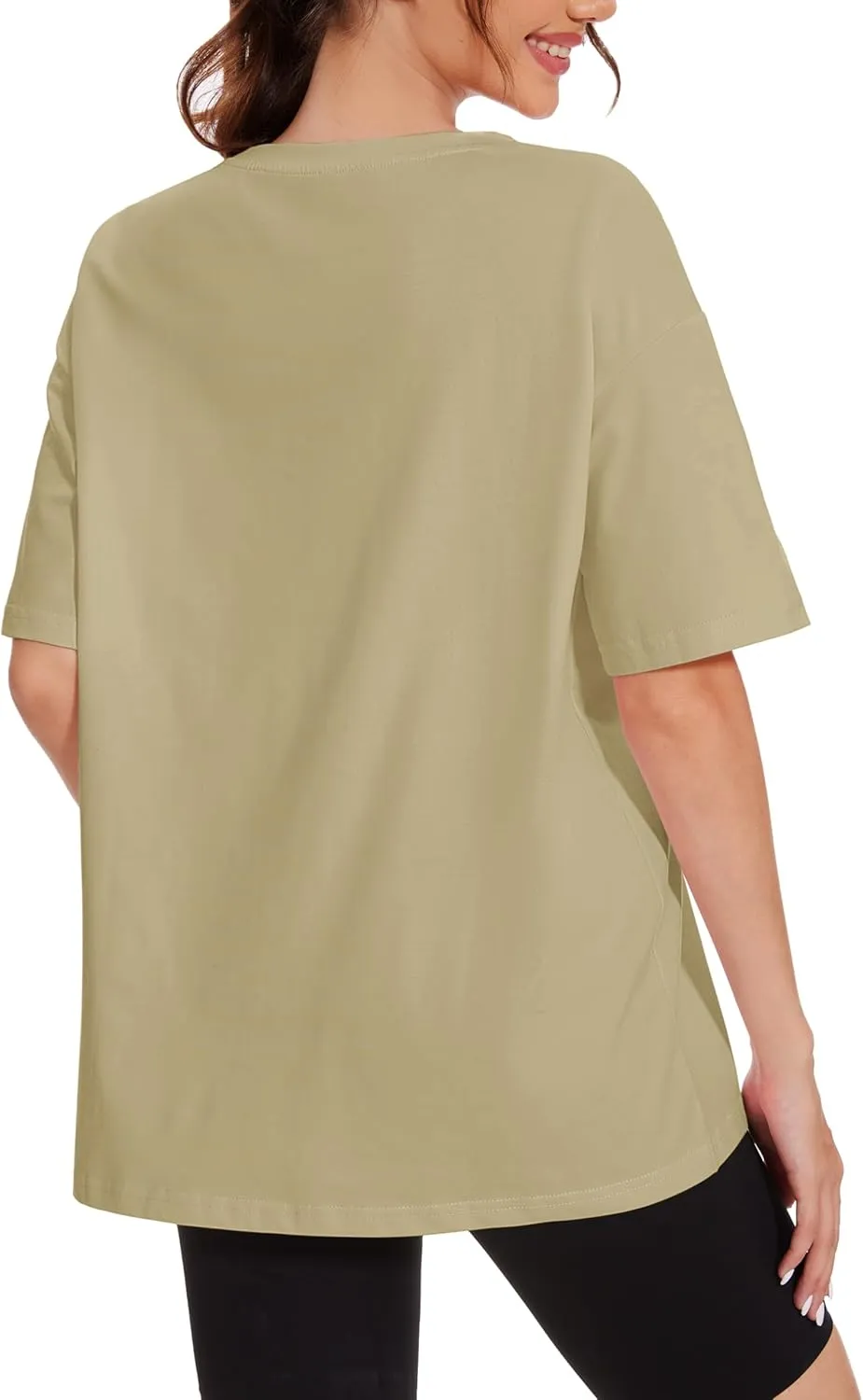 YUCOLEN Women's Oversized T Shirts Full Cotton Short Sleeve Crewneck Summer Tops Casual Loose Fit Basic Tee Shirts